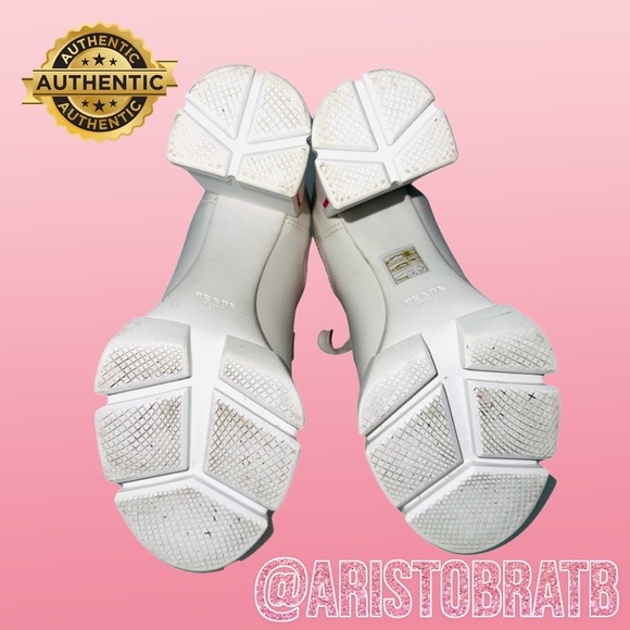 Prada Chunky White and Neon Pink Lace-up Ankle Boots - Picture 4 of 4